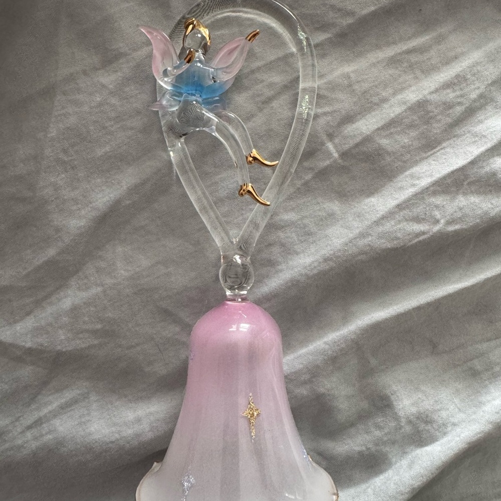 Glass Fairy Figurine with Pink and Blue Accents